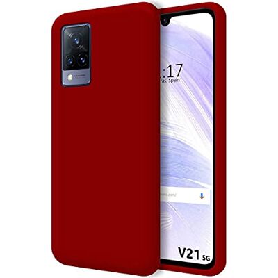 Tumundosmartphone Ultra mjukt flytande silikonfodral för Vivo V21 5G röd färg Tumundosmartphone Ultra mjukt flytande silikonfodral för Vivo V21 5G röd färg