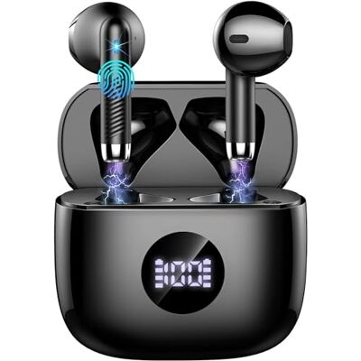 Jxrev Bluetooth-hörlurar 5.4 Bluetooth-hörlurar, trådlösa hörlurar med 4 ENC brusreducerande mikrofon, hörlurar i örat 40 timmars uppspelning, trådlösa hörlurar HiFi Stereo IP7 vattentät svart Jxrev Bluetooth-hörlurar 5.4 Bluetooth-hörlurar, trådlösa hörlurar med 4 ENC brusreducerande mikrofon, hörlurar i örat 40 timmars uppspelning, trådlösa hörlurar HiFi Stereo IP7 vattentät svart