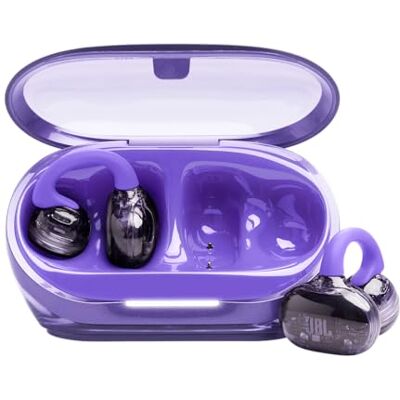 JBL Soundgear Clips True Wireless Open Ear-hörlurar, SonicArc Design, upp till 32h total speltid, 4 beamforming-mikrofoner, IP54 vatten- och dammtåliga, OpenSound-teknologi, Ghost Purple JBL Soundgear Clips True Wireless Open Ear-hörlurar, SonicArc Design, upp till 32h total speltid, 4 beamforming-mikrofoner, IP54 vatten- och dammtåliga, OpenSound-teknologi, Ghost Purple