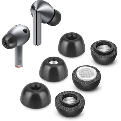 Tang Town Minnesskumspetsar för Samsung Galaxy Buds 3 Pro, ingen silikon öronproppar smärta, halkskydd ersättningsöronspetsar med dammnät, passar i laddningsfodralet, minskar bulleröronsnäckor, 3 par (blandad S Tang Town Minnesskumspetsar för Samsung Galaxy Buds 3 Pro, ingen silikon öronproppar smärta, halkskydd ersättningsöronspetsar med dammnät, passar i laddningsfodralet, minskar bulleröronsnäckor, 3 par (blandad S