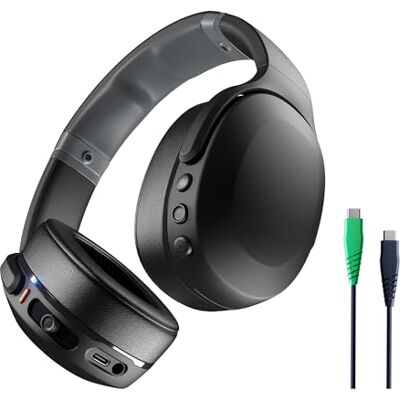 Skullcandy Crusher Evo är ett par trådlösa over-ear-hörlurar med sensorisk bas, 40 timmars batteritid, mikrofon, och de fungerar med iPhone, Android och Bluetooth-enheter Svart Skullcandy Crusher Evo är ett par trådlösa over-ear-hörlurar med sensorisk bas, 40 timmars batteritid, mikrofon, och de fungerar med iPhone, Android och Bluetooth-enheter Svart
