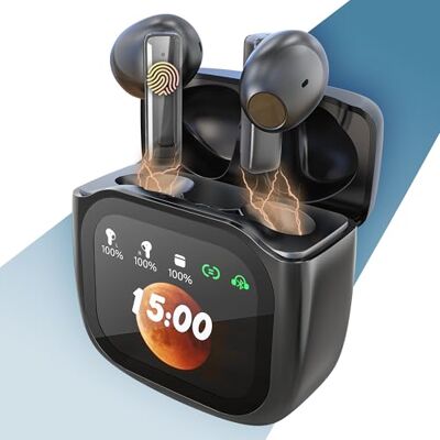 PORTENTUM Trådlösa öronsnäckor — Anpassningsbar LED-pekskärm — Dubbel ENC-brusreducerande — Hörlurar Bluetooth 5.4 — 50 h batteri — Touch Control Hörlurar — HiFi-bas — Bekväm passform öronsnäckor PORTENTUM Trådlösa öronsnäckor — Anpassningsbar LED-pekskärm — Dubbel ENC-brusreducerande — Hörlurar Bluetooth 5.4 — 50 h batteri — Touch Control Hörlurar — HiFi-bas — Bekväm passform öronsnäckor