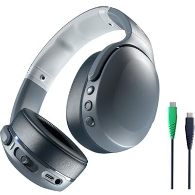 Skullcandy Crusher Evo är ett par trådlösa over-ear-hörlurar med sensorisk bas, 40 timmars batteritid, mikrofon, och de fungerar med iPhone, Android och Bluetooth-enheter Grå Skullcandy Crusher Evo är ett par trådlösa over-ear-hörlurar med sensorisk bas, 40 timmars batteritid, mikrofon, och de fungerar med iPhone, Android och Bluetooth-enheter Grå