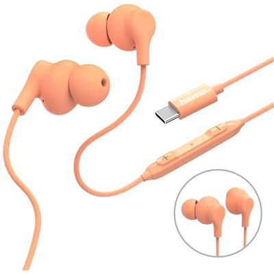 Hama Hörlurar Curly, in-ear, mikrofon, kabelknickskydd, USB-C, orange Hama Hörlurar Curly, in-ear, mikrofon, kabelknickskydd, USB-C, orange