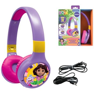 Lexibook , Dora the Explorer, 2-i-1 Bluetooth och trådbundna hörlurar med mikrofon och kontrollknapp, vikbar och justerbar, långvarigt uppladdningsbart batteri, HPBT010DORLXB Lexibook , Dora the Explorer, 2-i-1 Bluetooth och trådbundna hörlurar med mikrofon och kontrollknapp, vikbar och justerbar, långvarigt uppladdningsbart batteri, HPBT010DORLXB