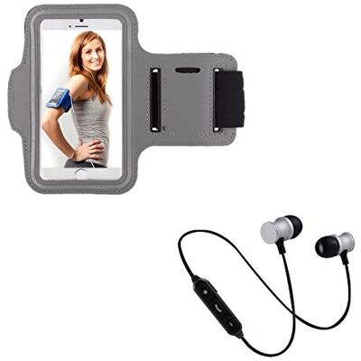Shot Case Sportpaket för Motorola One Vision smartphone (Bluetooth-hörlurar metall + armband) löpning T8 (silver) Shot Case Sportpaket för Motorola One Vision smartphone (Bluetooth-hörlurar metall + armband) löpning T8 (silver)