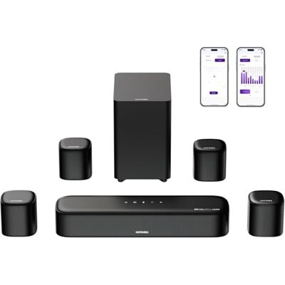ULTIMEA Aura A60 7.1 Dolby Atmos Soundbar med subwoofer, Soundbar TV med app, 3D-surroundbiosystem med 4 surroundhögtalare, TV med HDMI eARC 350 W, ULTIMEA Aura A60 7.1 Dolby Atmos Soundbar med subwoofer, Soundbar TV med app, 3D-surroundbiosystem med 4 surroundhögtalare, TV med HDMI eARC 350 W,