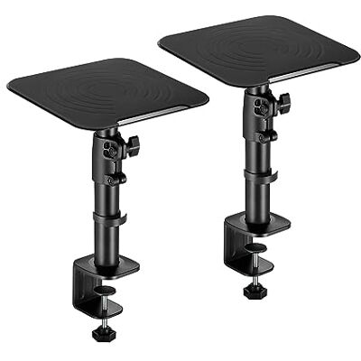 RICOO Set med 2 universella högtalare bordsstativ, högtalarstativ LH069-C, bordsklämma, lådstativ höjdjusterbar, högtalarstativ, högtalarhållare skrivbord, svart RICOO Set med 2 universella högtalare bordsstativ, högtalarstativ LH069-C, bordsklämma, lådstativ höjdjusterbar, högtalarstativ, högtalarhållare skrivbord, svart