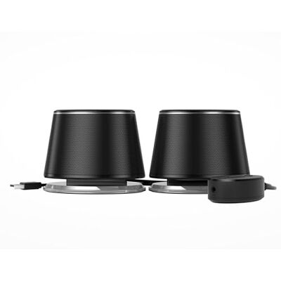 Amazon Basics Bluetooth och USB-högtalare med blå belysning för dator, stor, svart Amazon Basics Bluetooth och USB-högtalare med blå belysning för dator, stor, svart