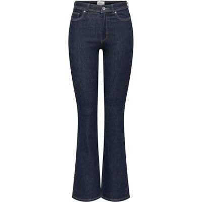 ONLY Kvinnors ONLWAUW Life HW utsvängda rinse DNM slagbyxor, mörkblå denim, XL/32 ONLY Kvinnors ONLWAUW Life HW utsvängda rinse DNM slagbyxor, mörkblå denim, XL/32