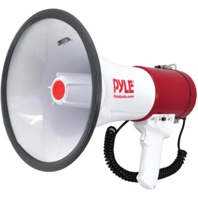 Pyle Portable Megaphone Speaker PA Bullhorn Built-in Siren, 50W Adjustable Volume Control & 1200 Yard Range Ideal for Any Outdoor Sports, Cheerleading Fans & Coaches or for Safety Drills PMP52BT Pyle Portable Megaphone Speaker PA Bullhorn Built-in Siren, 50W Adjustable Volume Control & 1200 Yard Range Ideal for Any Outdoor Sports, Cheerleading Fans & Coaches or for Safety Drills PMP52BT