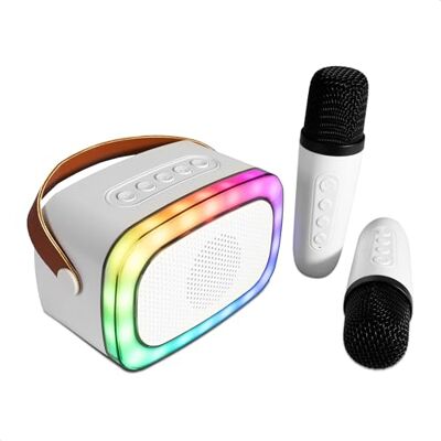 Party Light & Sound KARAKID20 Batteridriven karaokehögtalare, bärbar med 2 trådlösa mikrofoner, röständring Bluetooth Upplyst Vit Party Light & Sound KARAKID20 Batteridriven karaokehögtalare, bärbar med 2 trådlösa mikrofoner, röständring Bluetooth Upplyst Vit