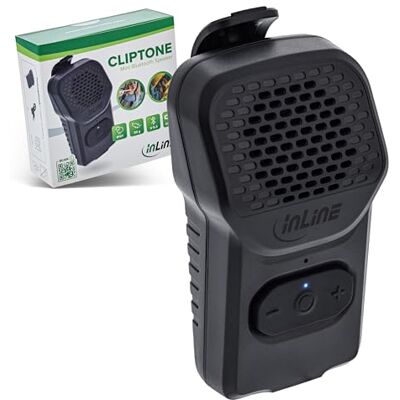 InLine ClipTone 55383 Bärbar Bluetooth-högtalare med klämma, handsfree, vattentät IPX7, perfekt för navigeringsmeddelanden, poddsändningar, matlagning och handsfree-telefonsamtal InLine ClipTone 55383 Bärbar Bluetooth-högtalare med klämma, handsfree, vattentät IPX7, perfekt för navigeringsmeddelanden, poddsändningar, matlagning och handsfree-telefonsamtal