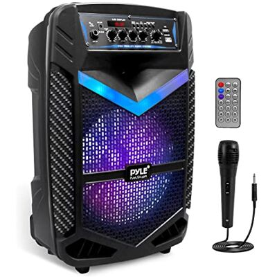 Pyle Kraftfull bluetooth-högtalare 600 W, bärbar ljudhögtalare, LED-belysning, inbyggt uppladdningsbart batteri, 10 tums subwoofer och 1-tums diskant, inspelningsfunktion, Micro Wired, Pyle Kraftfull bluetooth-högtalare 600 W, bärbar ljudhögtalare, LED-belysning, inbyggt uppladdningsbart batteri, 10 tums subwoofer och 1-tums diskant, inspelningsfunktion, Micro Wired,