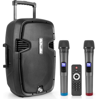 Pyle SereneLife Wireless Portable PA Speaker, 1000W Bluetooth Loudspeaker, 12” Subwoofer, Dual High-Powered PA System, 2-Way Full Range Audio, Includes Wireless Mic, USB/SD Input, for Outdoor and Event Use Pyle SereneLife Wireless Portable PA Speaker, 1000W Bluetooth Loudspeaker, 12” Subwoofer, Dual High-Powered PA System, 2-Way Full Range Audio, Includes Wireless Mic, USB/SD Input, for Outdoor and Event Use