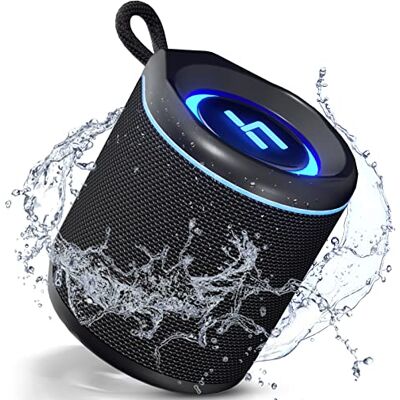 HEYSONG Bärbar Bluetooth-högtalare med HD-ljud, liten vattentät duschhögtalare med mikrofon, RGB-lampor, parkoppling för strand, resor, camping, kontor, hem och utomhus, svart HEYSONG Bärbar Bluetooth-högtalare med HD-ljud, liten vattentät duschhögtalare med mikrofon, RGB-lampor, parkoppling för strand, resor, camping, kontor, hem och utomhus, svart