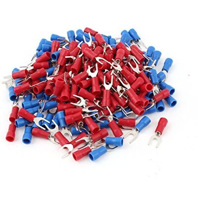Uxcell sourcing karta pärllock, AWG 22-16-kabel (plugg-gaffel gaffel kabelsko, #8, röd/blå en Uxcell sourcing karta pärllock, AWG 22-16-kabel (plugg-gaffel gaffel kabelsko, #8, röd/blå en