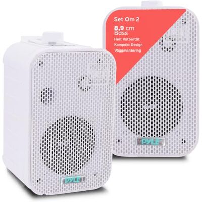 Pyle Utomhushögtalare, Par med 3,5-tums (8,9 cm) Baselement, 300 W Max, Väderbeständiga 4 Ohm Högtalare för Vägg och Tak, Pool, Uteplats, Båt och Inomhusbruk – Vit Pyle Utomhushögtalare, Par med 3,5-tums (8,9 cm) Baselement, 300 W Max, Väderbeständiga 4 Ohm Högtalare för Vägg och Tak, Pool, Uteplats, Båt och Inomhusbruk – Vit