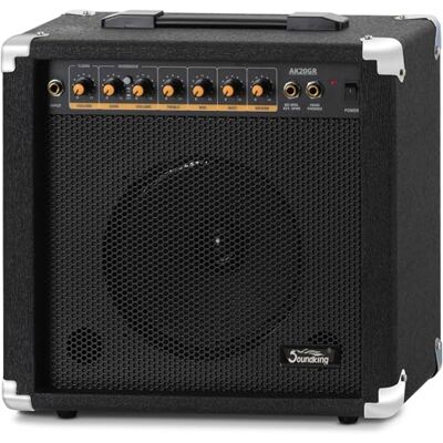 Soundking AK20-GR gitarrförstärkare 60 watt – 3-bands equalizer – 8 tum högtalare med 2 kanaler, clean och overdrive – hörlursutgång och högtalaranslutning – perfekt förstärkare med extra robusta Soundking AK20-GR gitarrförstärkare 60 watt – 3-bands equalizer – 8 tum högtalare med 2 kanaler, clean och overdrive – hörlursutgång och högtalaranslutning – perfekt förstärkare med extra robusta