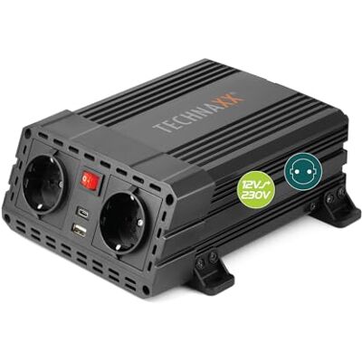 Technaxx Växelriktare för bil 12V till 230V 600W, inverter, TÜV-testad TE19 1200W topeffekt, 2 Schuko-uttag och 2 USB-portar (5V/3,1A), idealisk för bil, husbil, camping, båt och lastbil Technaxx Växelriktare för bil 12V till 230V 600W, inverter, TÜV-testad TE19 1200W topeffekt, 2 Schuko-uttag och 2 USB-portar (5V/3,1A), idealisk för bil, husbil, camping, båt och lastbil