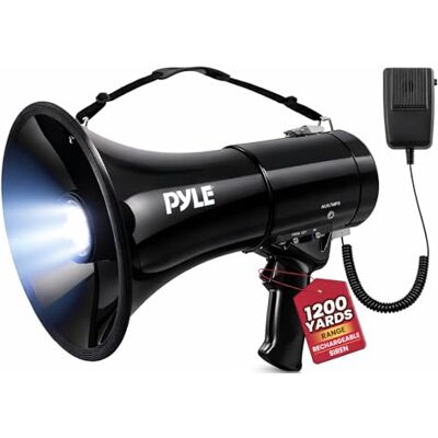Pyle bärbar kompakt PA megafonhögtalare med larm siren och justerbar volym – 50 W handhållen lätt Bullhorn – med mikrofon, AUX IN för MP3 och uppladdningsbart batteri – inomhus utomhusbruk – PMP561LTB Pyle bärbar kompakt PA megafonhögtalare med larm siren och justerbar volym – 50 W handhållen lätt Bullhorn – med mikrofon, AUX IN för MP3 och uppladdningsbart batteri – inomhus utomhusbruk – PMP561LTB