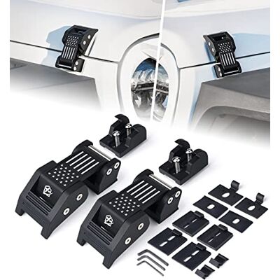 Xprite aluminiumhuvspärrar med amerikanska Flagga, justerbar huva spärr kit kompatibel med Jeep Wrangler JK JKU 2007-2018 & Jeep Wrangler JL JLU 2018-2021 Gladiator JT Xprite aluminiumhuvspärrar med amerikanska Flagga, justerbar huva spärr kit kompatibel med Jeep Wrangler JK JKU 2007-2018 & Jeep Wrangler JL JLU 2018-2021 Gladiator JT
