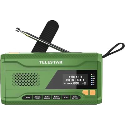 TELESTAR TOP NR 5 Nödradio (kompakt handvevradio, 4 000 mAh batteri, solpanel, powerbankfunktion, ficklampa) – grön TELESTAR TOP NR 5 Nödradio (kompakt handvevradio, 4 000 mAh batteri, solpanel, powerbankfunktion, ficklampa) – grön