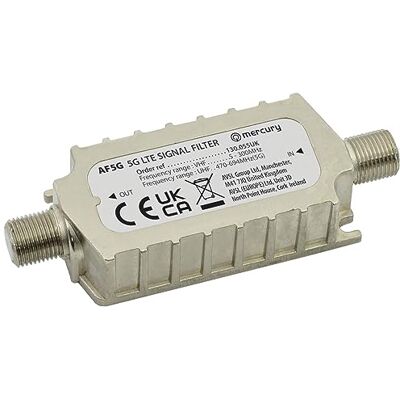 Mercury Kvicksilver 5G LTE Inline-signalfilter digital TV, satellit, kabel och DAB/FM-radiosignaler Mercury Kvicksilver 5G LTE Inline-signalfilter digital TV, satellit, kabel och DAB/FM-radiosignaler