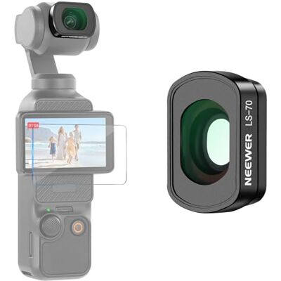 NEEWER 0,72X FOV 112° vidvinkelobjektiv kompatibel med DJI Osmo Pocket 3 Creator Combo tillbehör, Asfärisk Action Cam Flerskikts Magnetisk med Metallram, 1 Skärmskydd, LS-70 NEEWER 0,72X FOV 112° vidvinkelobjektiv kompatibel med DJI Osmo Pocket 3 Creator Combo tillbehör, Asfärisk Action Cam Flerskikts Magnetisk med Metallram, 1 Skärmskydd, LS-70