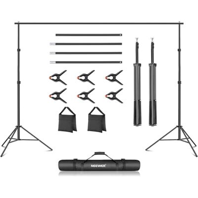 NEEWER Bakgrundsstativ 10 fot x 2,1 m, justerbart fotostudio bakgrundssystem för bröllopsfester bakgrundsporträtt fotografi med 4 tvärstänger, 8 klämmor, 2 svarta sandsäckar och bärväska NEEWER Bakgrundsstativ 10 fot x 2,1 m, justerbart fotostudio bakgrundssystem för bröllopsfester bakgrundsporträtt fotografi med 4 tvärstänger, 8 klämmor, 2 svarta sandsäckar och bärväska