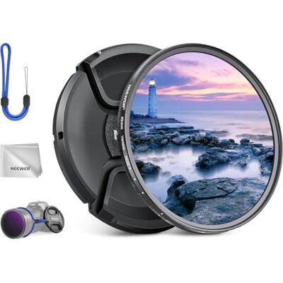 NEEWER 77 mm ND2-32 (1-5 stopp) variabelt ND-filter med linshölje, rengöringsduk, exakt neutral densitetsjustering, flerbelagt optiskt glas, kamerafotograferingstillbehör NEEWER 77 mm ND2-32 (1-5 stopp) variabelt ND-filter med linshölje, rengöringsduk, exakt neutral densitetsjustering, flerbelagt optiskt glas, kamerafotograferingstillbehör