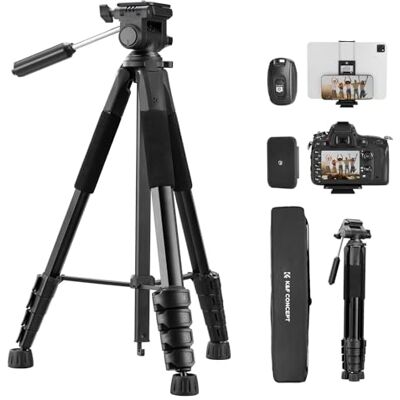 K&F CONCEPT S255A3 + BV01, lätt stativ för Canon, Nikon, Sony DSLR-kamera med 2-i-1-stativ, resestativ med Bluetooth, 4 kg lastkapacitet K&F CONCEPT S255A3 + BV01, lätt stativ för Canon, Nikon, Sony DSLR-kamera med 2-i-1-stativ, resestativ med Bluetooth, 4 kg lastkapacitet
