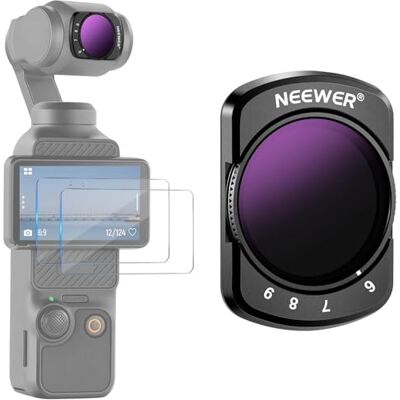 NEEWER Variabelt ND2-32-filter kompatibelt med DJI Osmo Pocket 3, magnetiskt 1-5 begränsade stopp justerbart ND-filter, actionkameratillbehör, HD optiskt glas, inkluderar 2 LCD-skärmskydd, FL-50 NEEWER Variabelt ND2-32-filter kompatibelt med DJI Osmo Pocket 3, magnetiskt 1-5 begränsade stopp justerbart ND-filter, actionkameratillbehör, HD optiskt glas, inkluderar 2 LCD-skärmskydd, FL-50