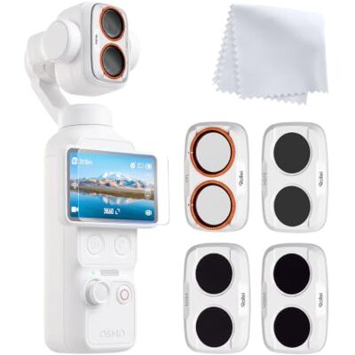 Rollei ND-filterset kompatibelt med DJI Osmo Pocket 4P vit ND16/64/256+CPL Dubbelt kamerasystem, optiskt glas nanobeläggningar, DJI-Osmo-fickor-4P-tillbehör Rollei ND-filterset kompatibelt med DJI Osmo Pocket 4P vit ND16/64/256+CPL Dubbelt kamerasystem, optiskt glas nanobeläggningar, DJI-Osmo-fickor-4P-tillbehör