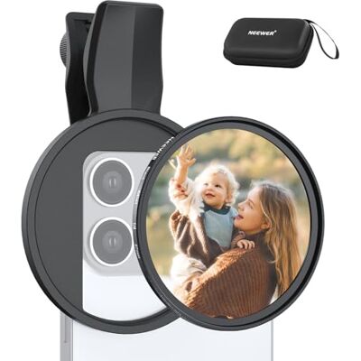 NEEWER 67 mm clip-on svart dimfilter kompatibel med iPhone, svart diffusion 1/4 telefonkameralins fotografitillbehörssats kompatibel med iPhone 16 15 Pro Max Plus 16e 14 13 mini 12 11 X, FL-B24 NEEWER 67 mm clip-on svart dimfilter kompatibel med iPhone, svart diffusion 1/4 telefonkameralins fotografitillbehörssats kompatibel med iPhone 16 15 Pro Max Plus 16e 14 13 mini 12 11 X, FL-B24