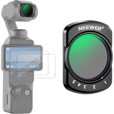 NEEWER Variabelt ND2-32-filter kompatibelt med DJI Osmo Pocket 3, magnetiskt 1-5 begränsade stopp justerbart ND-filter, actionkameratillbehör, HD optiskt glas, inkluderar 2 LCD-skärmskydd, FL-50 NEEWER Variabelt ND2-32-filter kompatibelt med DJI Osmo Pocket 3, magnetiskt 1-5 begränsade stopp justerbart ND-filter, actionkameratillbehör, HD optiskt glas, inkluderar 2 LCD-skärmskydd, FL-50
