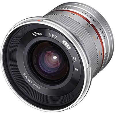 SAMYANG SY12M-FX-SIL 12 mm F2.0 Ultra vidvinkelobjektiv för Fujifilm X-Mount kameror, silver SAMYANG SY12M-FX-SIL 12 mm F2.0 Ultra vidvinkelobjektiv för Fujifilm X-Mount kameror, silver