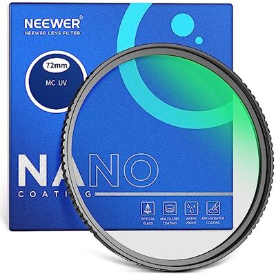 NEEWER 72 mm MC UV-skyddsfilter 24 lager multiresistenta nano-beläggningar/HD optiskt glas/vattenavvisande/repbeständig/aluminiumlegering ultratunn ram/ultraviolett filter NEEWER 72 mm MC UV-skyddsfilter 24 lager multiresistenta nano-beläggningar/HD optiskt glas/vattenavvisande/repbeständig/aluminiumlegering ultratunn ram/ultraviolett filter