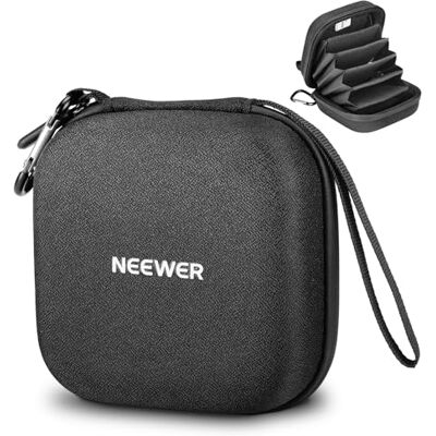NEEWER 11 x 11 cm filterförvaringsväska, stötsäker dammtät vattentät transportväska med expanderbara avdelare, handledsrem och karbinhake för 6 86 mm cirkulära filter, PB12 NEEWER 11 x 11 cm filterförvaringsväska, stötsäker dammtät vattentät transportväska med expanderbara avdelare, handledsrem och karbinhake för 6 86 mm cirkulära filter, PB12