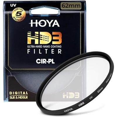 Hoya HD3 62 mm UV-skyddsfilter recertifierad för 100 MP+ kameror med ultrahård nano-beläggning UV-filter fläckmotstånd, smörj- och vattenavvisande UV-linsfilter med aluminiumram Hoya HD3 62 mm UV-skyddsfilter recertifierad för 100 MP+ kameror med ultrahård nano-beläggning UV-filter fläckmotstånd, smörj- och vattenavvisande UV-linsfilter med aluminiumram