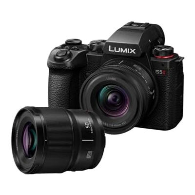 Panasonic DC-S5M2N-PACK LUMIX S5M2E Full Frame spegelfri kamerakropp, 24,2 MP, öppen grindinspelning, fas hybrid AF, aktiv I.S., Dual Native IOS, med S-R1840E 18-40 mm & S-S50ME 50 mm linser, svart Panasonic DC-S5M2N-PACK LUMIX S5M2E Full Frame spegelfri kamerakropp, 24,2 MP, öppen grindinspelning, fas hybrid AF, aktiv I.S., Dual Native IOS, med S-R1840E 18-40 mm & S-S50ME 50 mm linser, svart