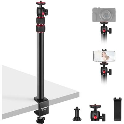 NEEWER Kamera skrivbordsmontering med hållare och 360° kulhuvud, 43-102 cm (17-40 tum) teleskopisk C-klämma, bordslampestativ 1/4 tum skruv, skrivbordsstativ 3 kg maxbelastning för DSLR-kamera NEEWER Kamera skrivbordsmontering med hållare och 360° kulhuvud, 43-102 cm (17-40 tum) teleskopisk C-klämma, bordslampestativ 1/4 tum skruv, skrivbordsstativ 3 kg maxbelastning för DSLR-kamera