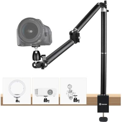 TARION Skrivbordskamera montering – kraftigt DSLR-stativ för skrivbord med ledararm kulhuvud med C-klämma flexibel kameraarm med 1/4 tum skruv för Photograhpy TKA01-L (uppgraderad version) TARION Skrivbordskamera montering – kraftigt DSLR-stativ för skrivbord med ledararm kulhuvud med C-klämma flexibel kameraarm med 1/4 tum skruv för Photograhpy TKA01-L (uppgraderad version)