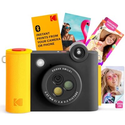 Kodak Smile+ 2-i-1 Digital Instant Print Kamera & Trådlös Bluetooth-fotoskrivare 10MP, Specialeffektroterande lins, Zink 2x3” klisterfoton, skriv ut via kul app från smarta enheter Svart Kodak Smile+ 2-i-1 Digital Instant Print Kamera & Trådlös Bluetooth-fotoskrivare 10MP, Specialeffektroterande lins, Zink 2x3” klisterfoton, skriv ut via kul app från smarta enheter Svart