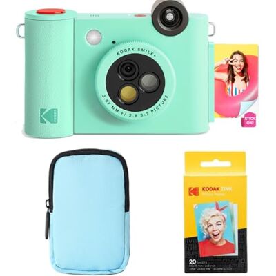 Kodak Smile+ 2-i-1 Direktutskriftskamera & Trådlös Foto Skrivare Startpaket + Deluxe Väska + Zink 20pk Foto Papper 10MP, Rotationslins Grön Kodak Smile+ 2-i-1 Direktutskriftskamera & Trådlös Foto Skrivare Startpaket + Deluxe Väska + Zink 20pk Foto Papper 10MP, Rotationslins Grön