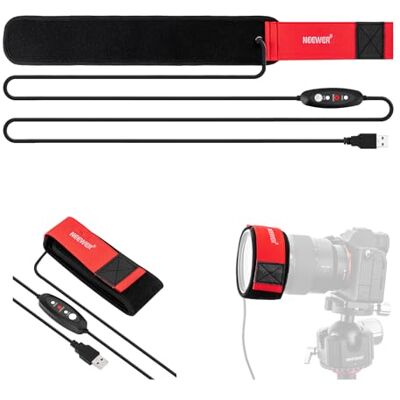NEEWER 500 mm USB-linsvärmare med 3 temperaturinställningar, daggvärmeremsa förhindrar daggdimma kondens för DSLR spegelfri kamerateleskop kikare astrofotografi, HW-20B NEEWER 500 mm USB-linsvärmare med 3 temperaturinställningar, daggvärmeremsa förhindrar daggdimma kondens för DSLR spegelfri kamerateleskop kikare astrofotografi, HW-20B