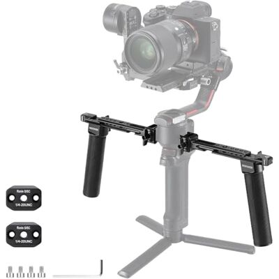 NEEWER Dubbelt handgrepp kompatibelt med DJI RS4 RS4 Pro RS3 RS3 Pro RS2 RSC2 Ronin S SC Gimbal, kit med dubbla handtag med 2 mini NATO-skenor, snabbfrigörande NATO-klämmor, 1/4 tum och 3/8 tum NEEWER Dubbelt handgrepp kompatibelt med DJI RS4 RS4 Pro RS3 RS3 Pro RS2 RSC2 Ronin S SC Gimbal, kit med dubbla handtag med 2 mini NATO-skenor, snabbfrigörande NATO-klämmor, 1/4 tum och 3/8 tum