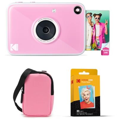 Kodak Printomatic+ 10MP Instantkamera Startpaket (Rosa) med Väska, RGB LED och Zink 20 ark Klisterpapper – Rosa Kodak Printomatic+ 10MP Instantkamera Startpaket (Rosa) med Väska, RGB LED och Zink 20 ark Klisterpapper – Rosa