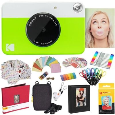 Kodak Printomatic Instant-kamera - Grön - Allt-i-ett-paket med Zink-papper Kodak Printomatic Instant-kamera - Grön - Allt-i-ett-paket med Zink-papper