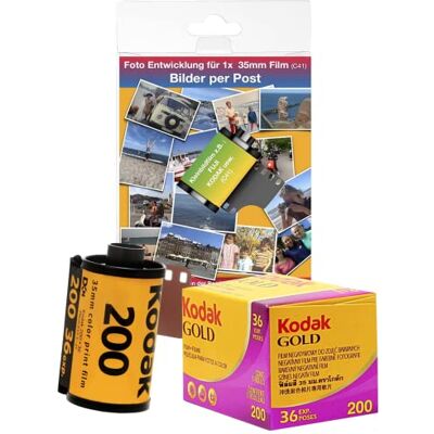 Kodak Film Gold 200/36 färgfilter 35 mm liten bild film inkl. utvecklingspåse för upp till 36 färgbilder, FPPKG200 Kodak Film Gold 200/36 färgfilter 35 mm liten bild film inkl. utvecklingspåse för upp till 36 färgbilder, FPPKG200